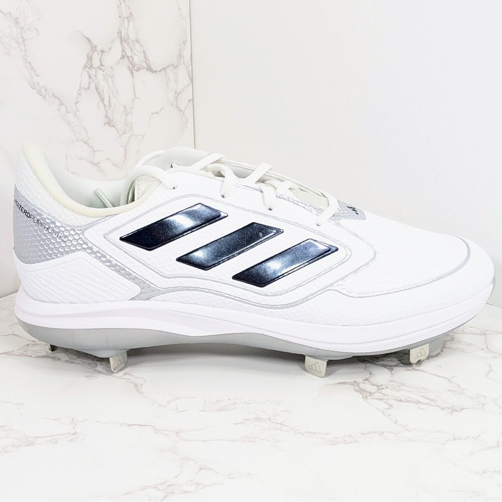 NEW adidas Women's Adizero Purehustle 3 Elite Metal Cleats White/Black/Silver 13